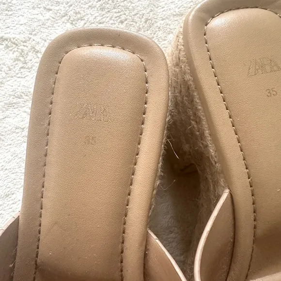 Zara Leather Platform Espadrilles Sz 5