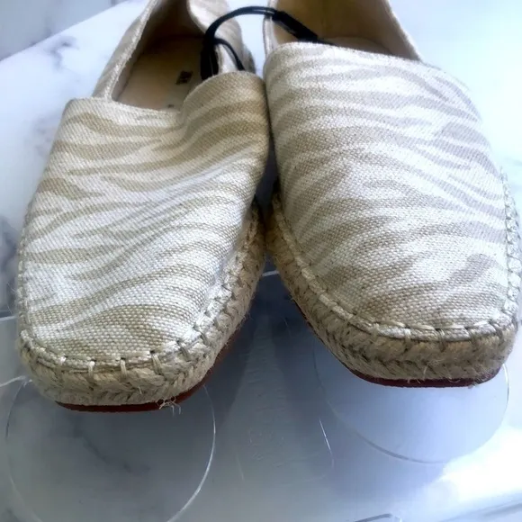 Zara Low Heel Cream  Zebra Animal Print Espadrilles Size EUR 41 US 10 NWT