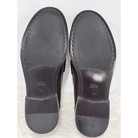 ZARA MAN LEATHER PENNY LOAFER BROWN SIZE US 9 EUR 42 Ref 2608/420