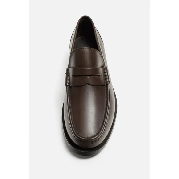 ZARA MAN LEATHER PENNY LOAFER BROWN SIZE US 9 EUR 42 Ref 2608/420