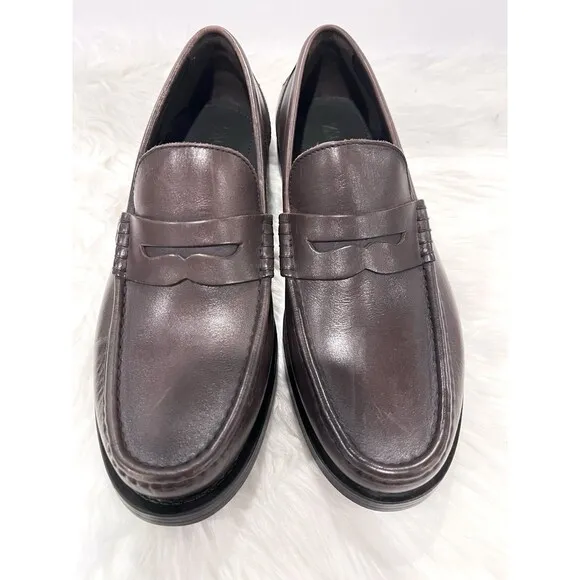 ZARA MAN LEATHER PENNY LOAFER BROWN SIZE US 9 EUR 42 Ref 2608/420