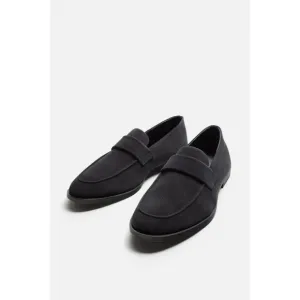 Zara Men Penny Loafers Suede Navy Blue Slip-On Size US 11 EUR 44  2600/420