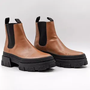 Zara NEW Cognac Tan Platform Chelsea Boots Chunky Brown Lug Sole SZ 42 US 11