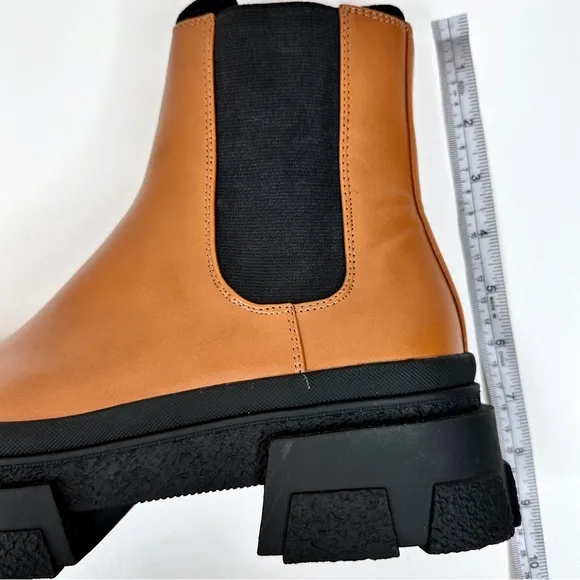Zara NEW Cognac Tan Platform Chelsea Boots Chunky Brown Lug Sole SZ 42 US 11