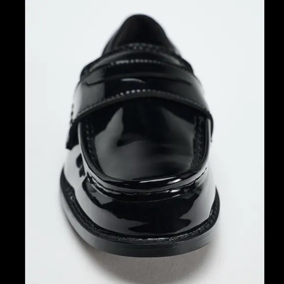 ZARA Penny Loafers Black Patent Leather 7.5 NWT