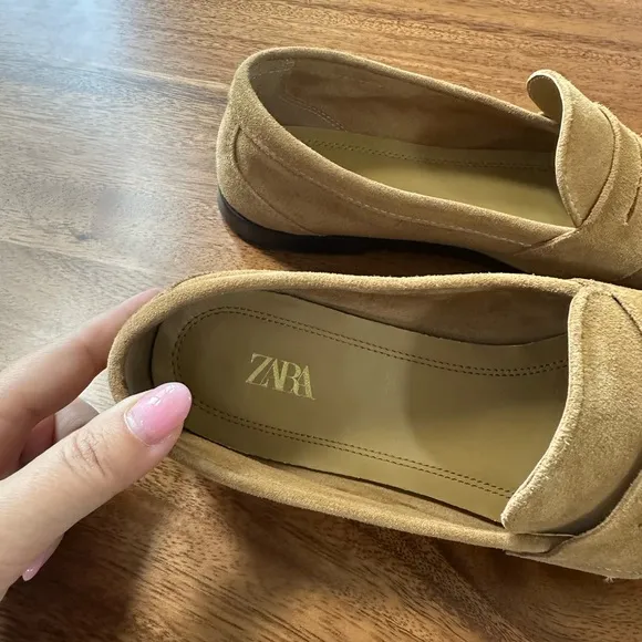 Zara Suede Penny Loafers