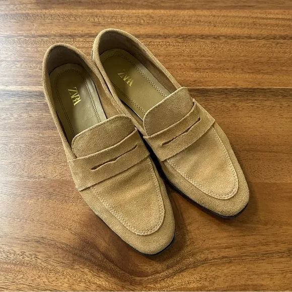 Zara Suede Penny Loafers