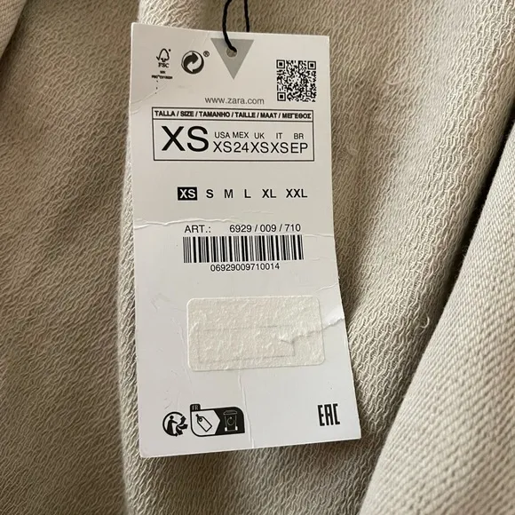 ZARA Tan Plush Ribbed Cropped Oversized Bomber Jacket XS NWT Blogger Favorite