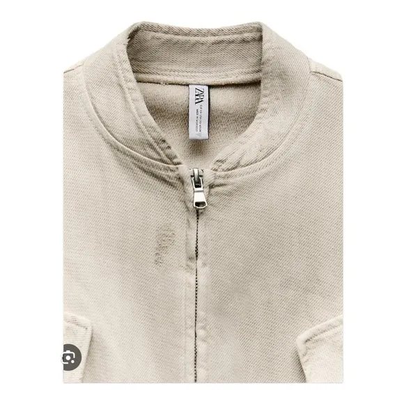 ZARA Tan Plush Ribbed Cropped Oversized Bomber Jacket XS NWT Blogger Favorite