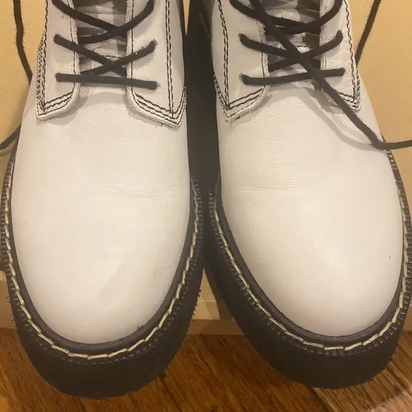 Zara white chunky lace up boots