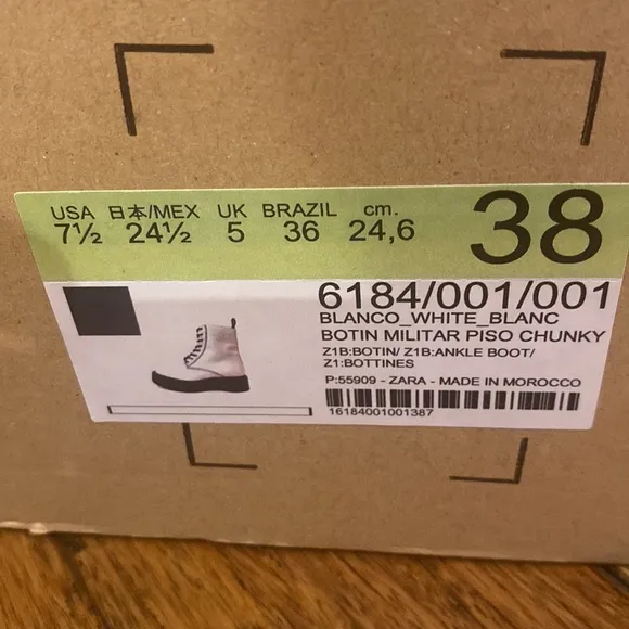 Zara white chunky lace up boots