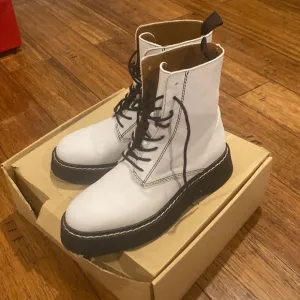 Zara white chunky lace up boots