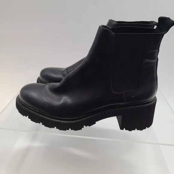 ZARA Women's Black‎ Leather Chelsea Chunky Boots Size: 42 US 11