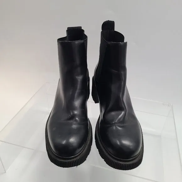 ZARA Women's Black‎ Leather Chelsea Chunky Boots Size: 42 US 11