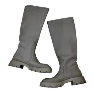 ZARA Women's Knee-High Boots Size 8 Green Rubberized Lug Sole Chunky Combat