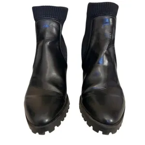 Zara Women’s Track Sole Ankle Moto Combat Chunky Heel Slip On Black Boots 7.5/38