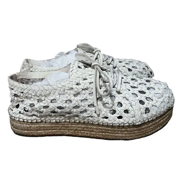 Zimmermann White Woven Leather Platform Espadrilles Size 11 Authentic