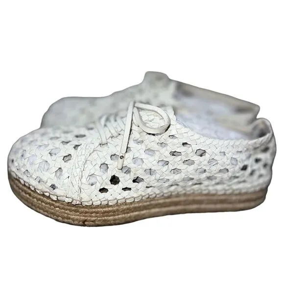 Zimmermann White Woven Leather Platform Espadrilles Size 11 Authentic
