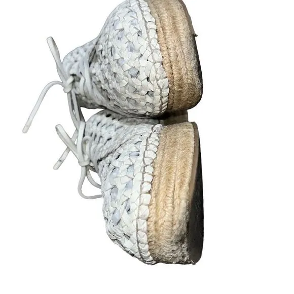 Zimmermann White Woven Leather Platform Espadrilles Size 11 Authentic