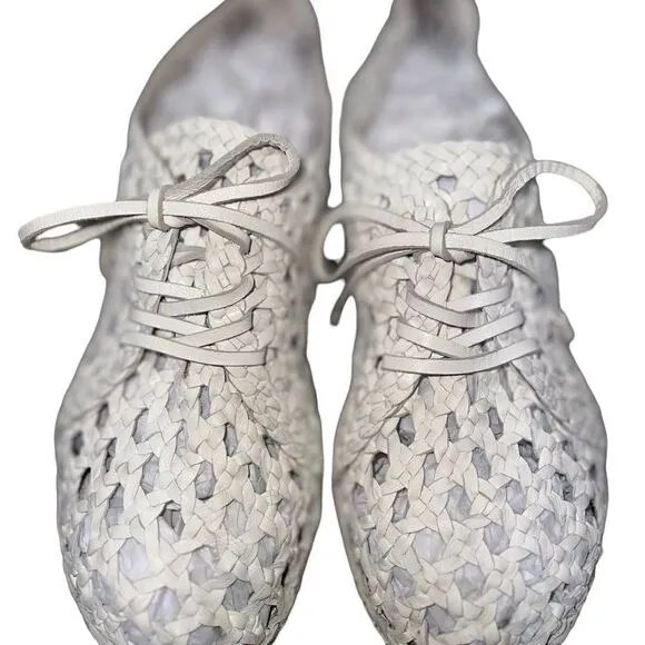 Zimmermann White Woven Leather Platform Espadrilles Size 11 Authentic