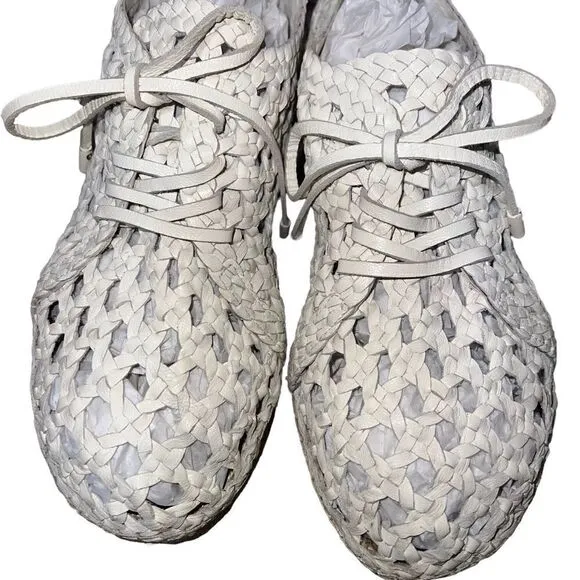 Zimmermann White Woven Leather Platform Espadrilles Size 11 Authentic