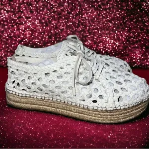 Zimmermann White Woven Leather Platform Espadrilles Size 11 Authentic