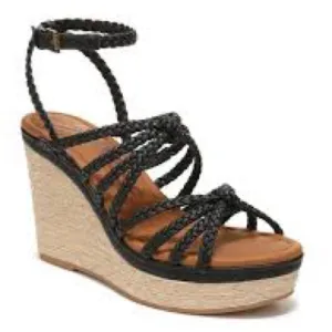 Zodiac Shana Strappy Black Platform Wedge Espadrilles Size‎ 10M Ankle Strap