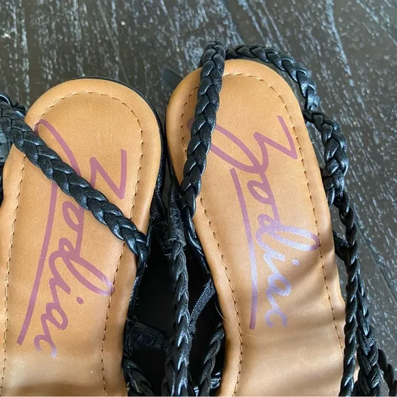 Zodiac Shana Strappy Black Platform Wedge Espadrilles Size‎ 10M Ankle Strap